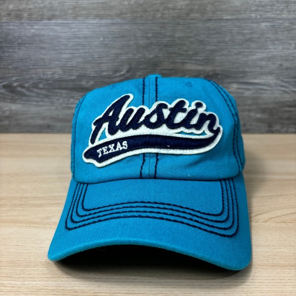 Austin Texas Hat Cap Strap Back Blue Distressed Adjustable One Size Outdoors - Picture 2 of 10